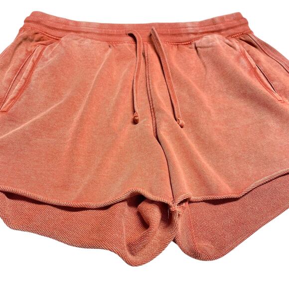 ZARA NWT Washed Effect Brick Orange Cotton Terry Fleece Sweat Shorts Size L - Picture 4 of 7